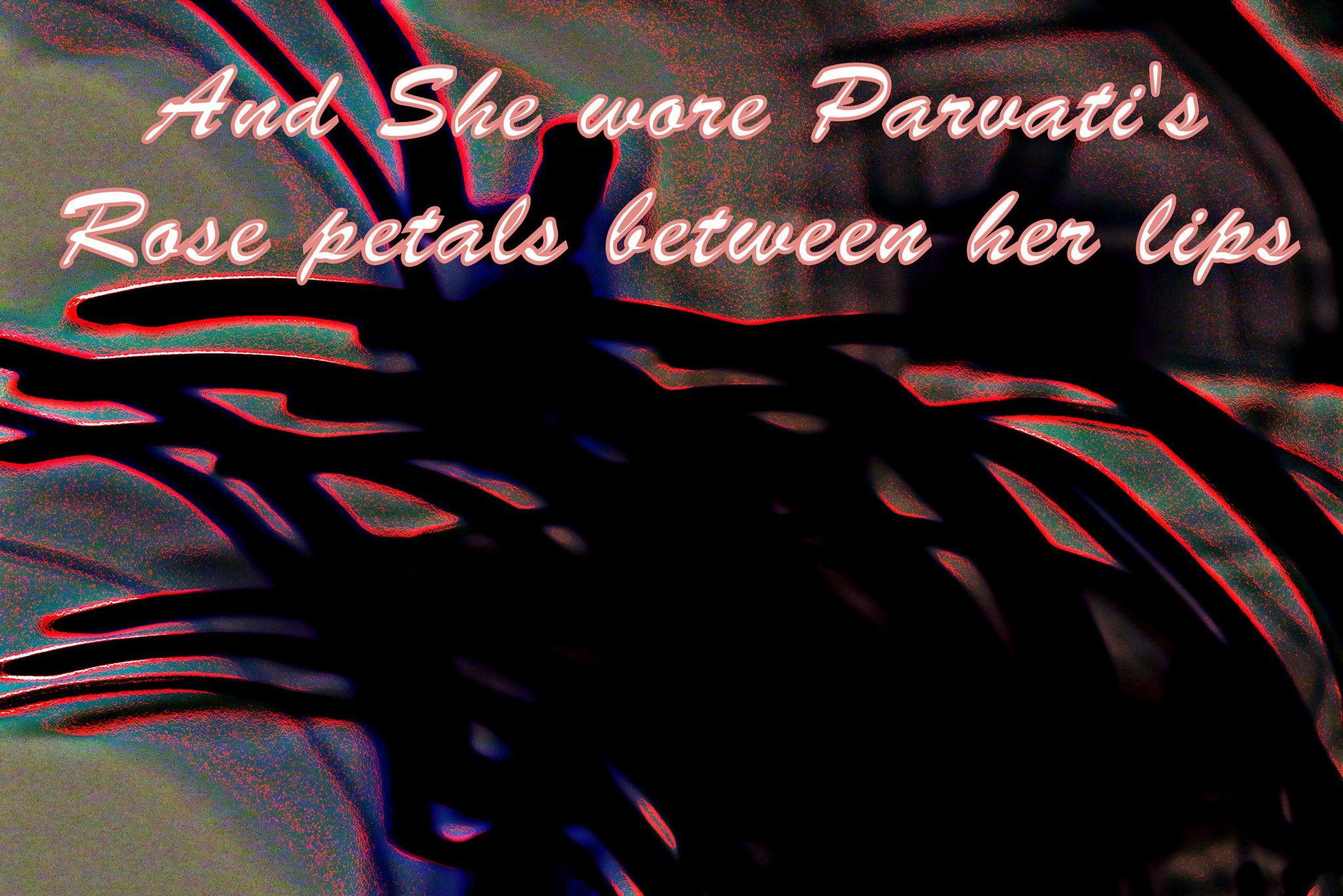 And She wore Parvatis Rose petals between her lips - Cosmic Art Card