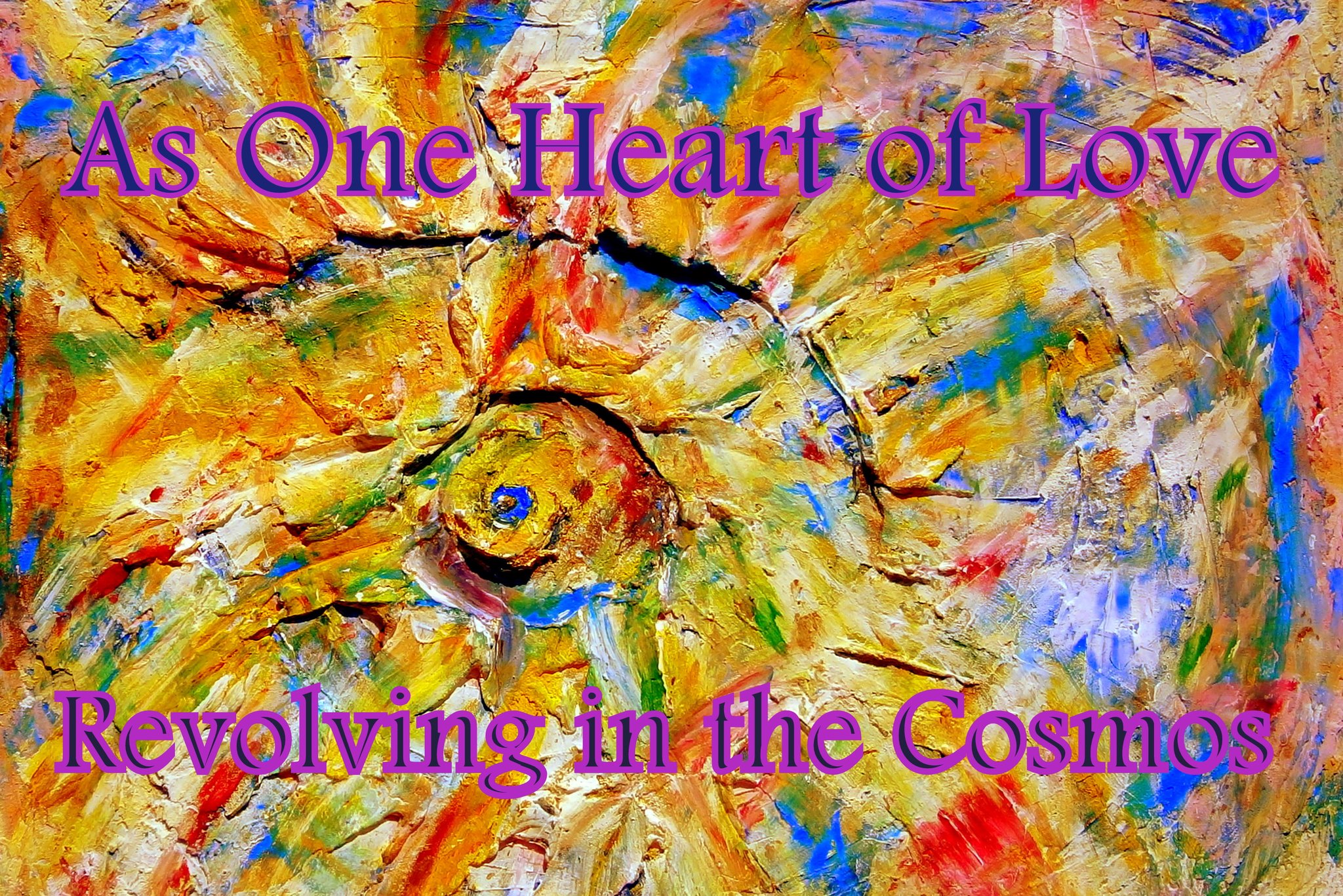 As One Heart of Love Revolving in the Cosmos - Cosmic Art Card depicting emotional essence