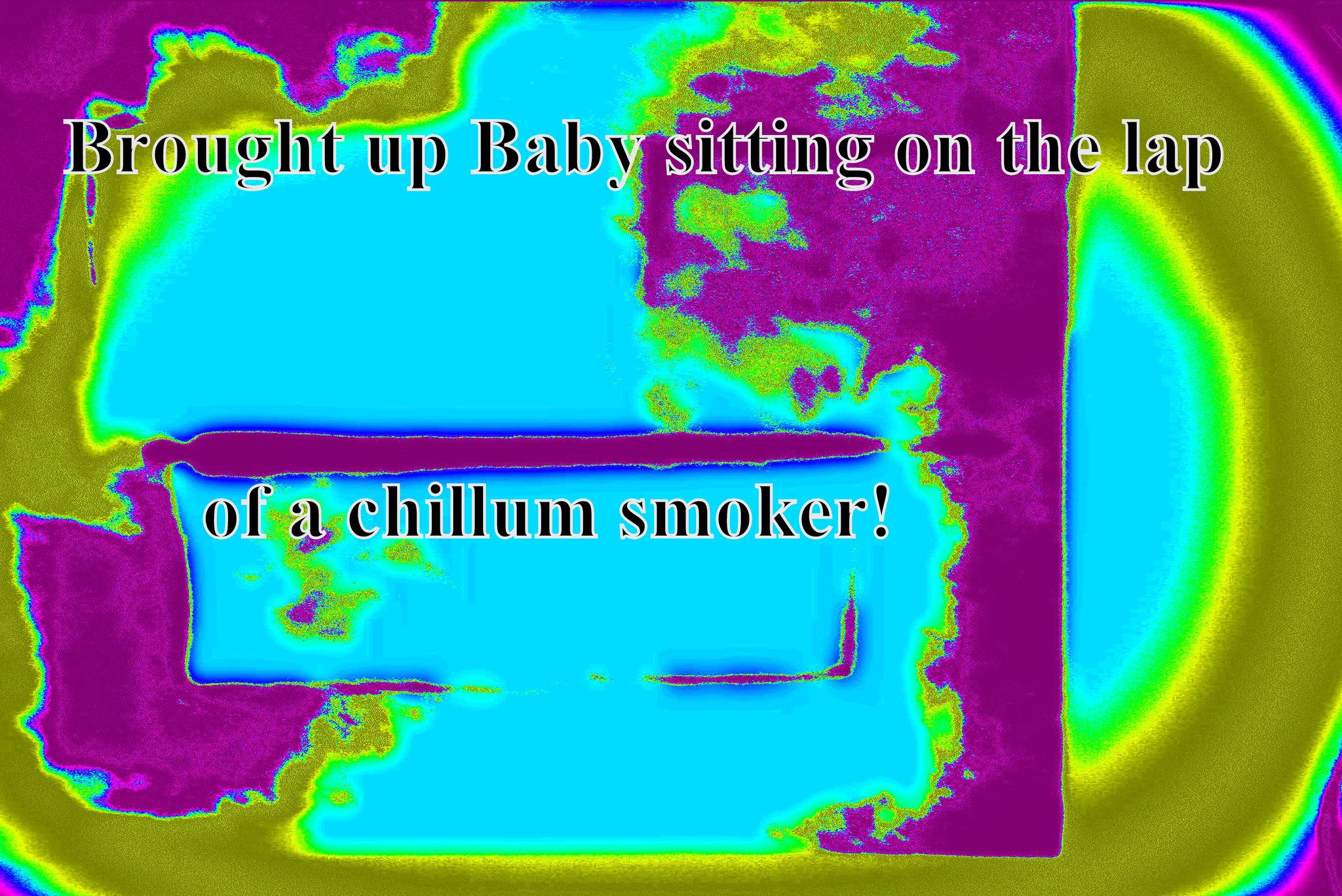 Brought up Baby sitting on the lap of a chillum smoker - Cosmic Art Card