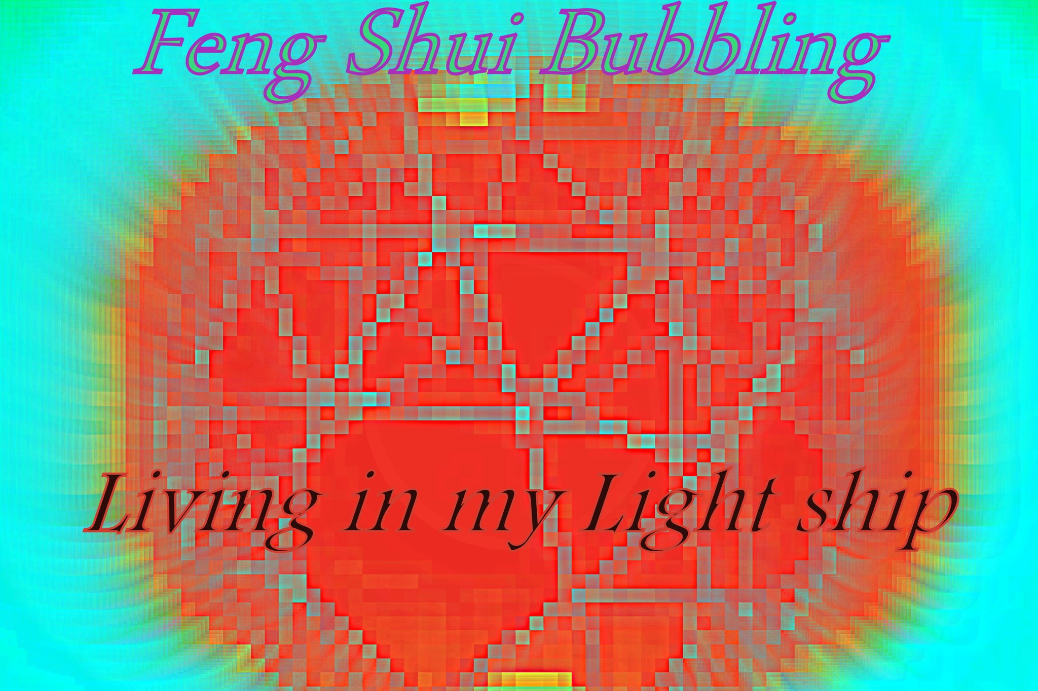 Feng Shui Bubbling Living in my Light ship - Cosmic Art Card with celestial imagery
