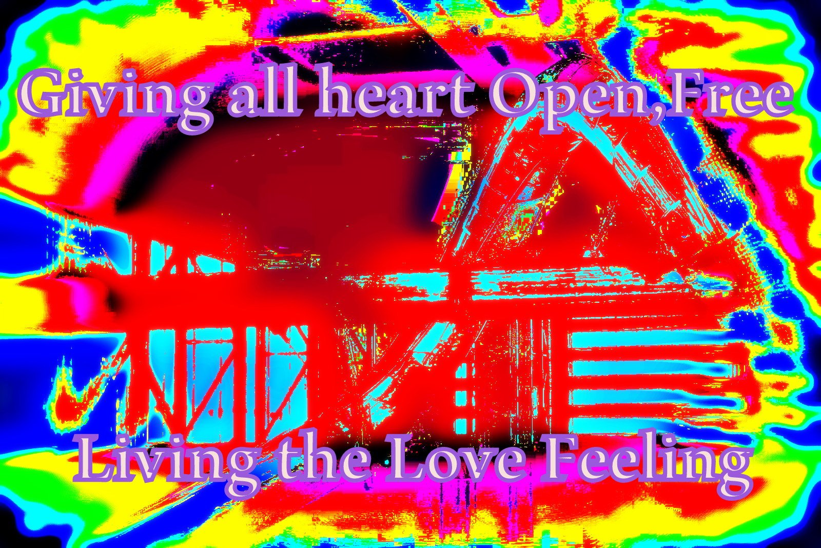 Giving all heart Open Free Living the Love Feeling - Cosmic Art Card depicting emotional essence