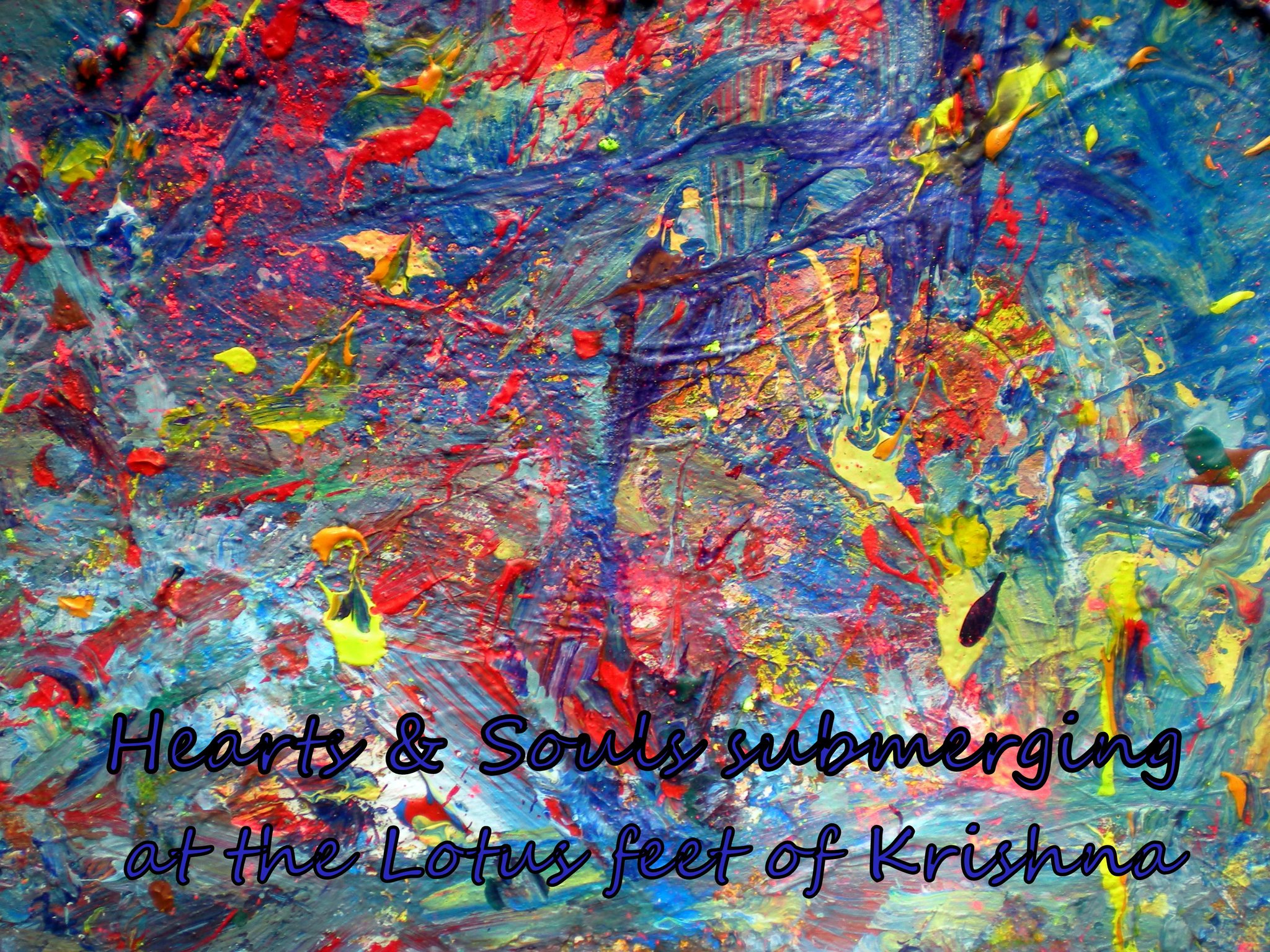 Hearts Souls submerging at the Lotus feet of Krishna - Cosmic Art Card depicting emotional essence