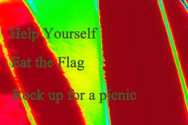 Help Yourself Eat the Flag Rock up for a picnic - Cosmic Art Card