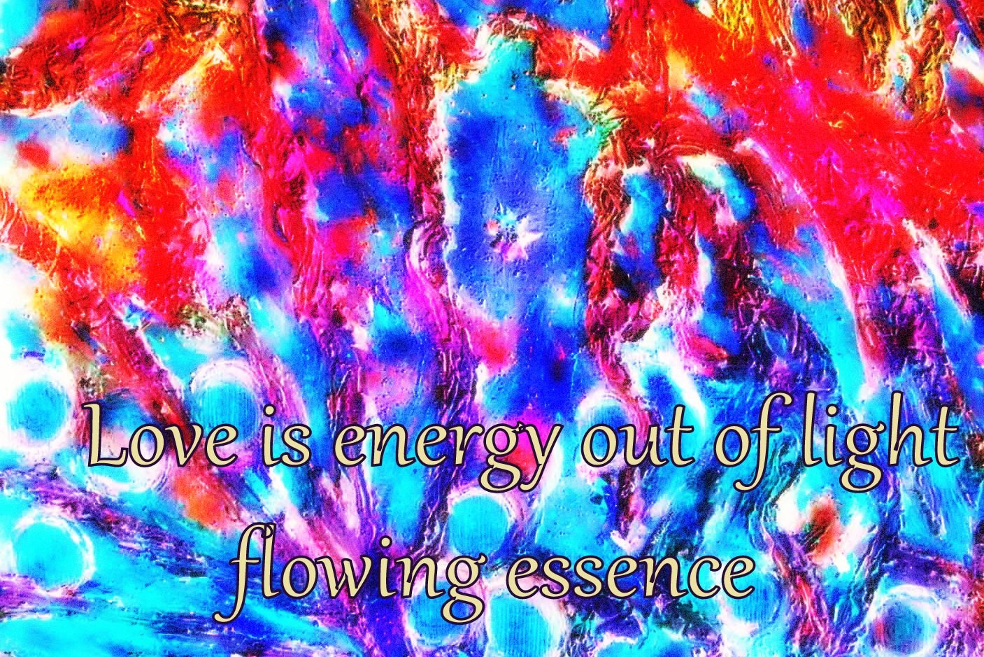 Love is energy out of light flowing essence - Cosmic Art Card depicting emotional essence