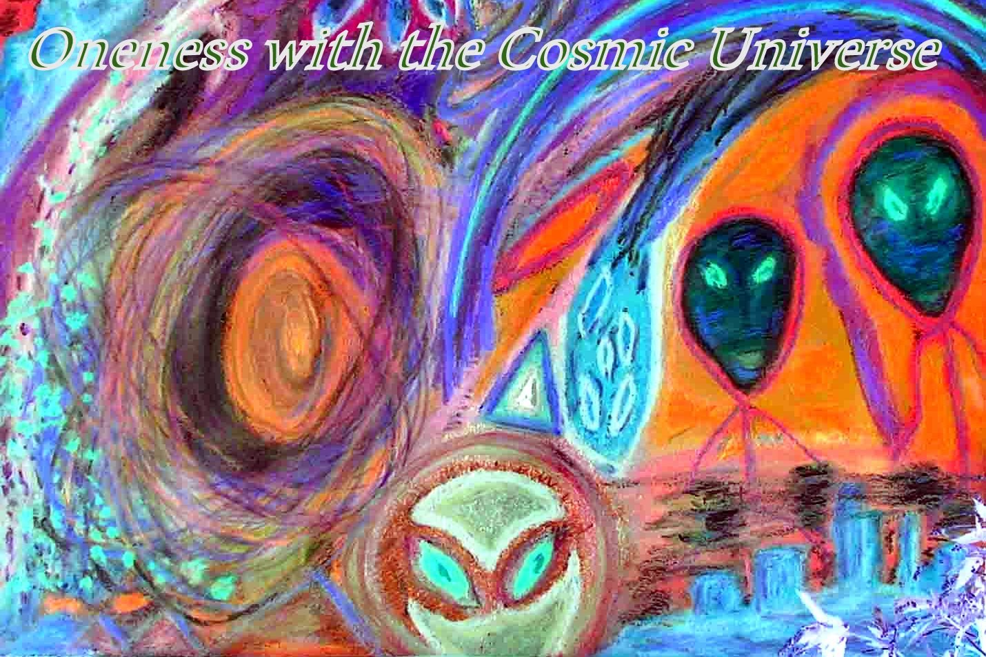 Oneness with the Cosmic Universe - Cosmic Art Card featuring cosmic elements