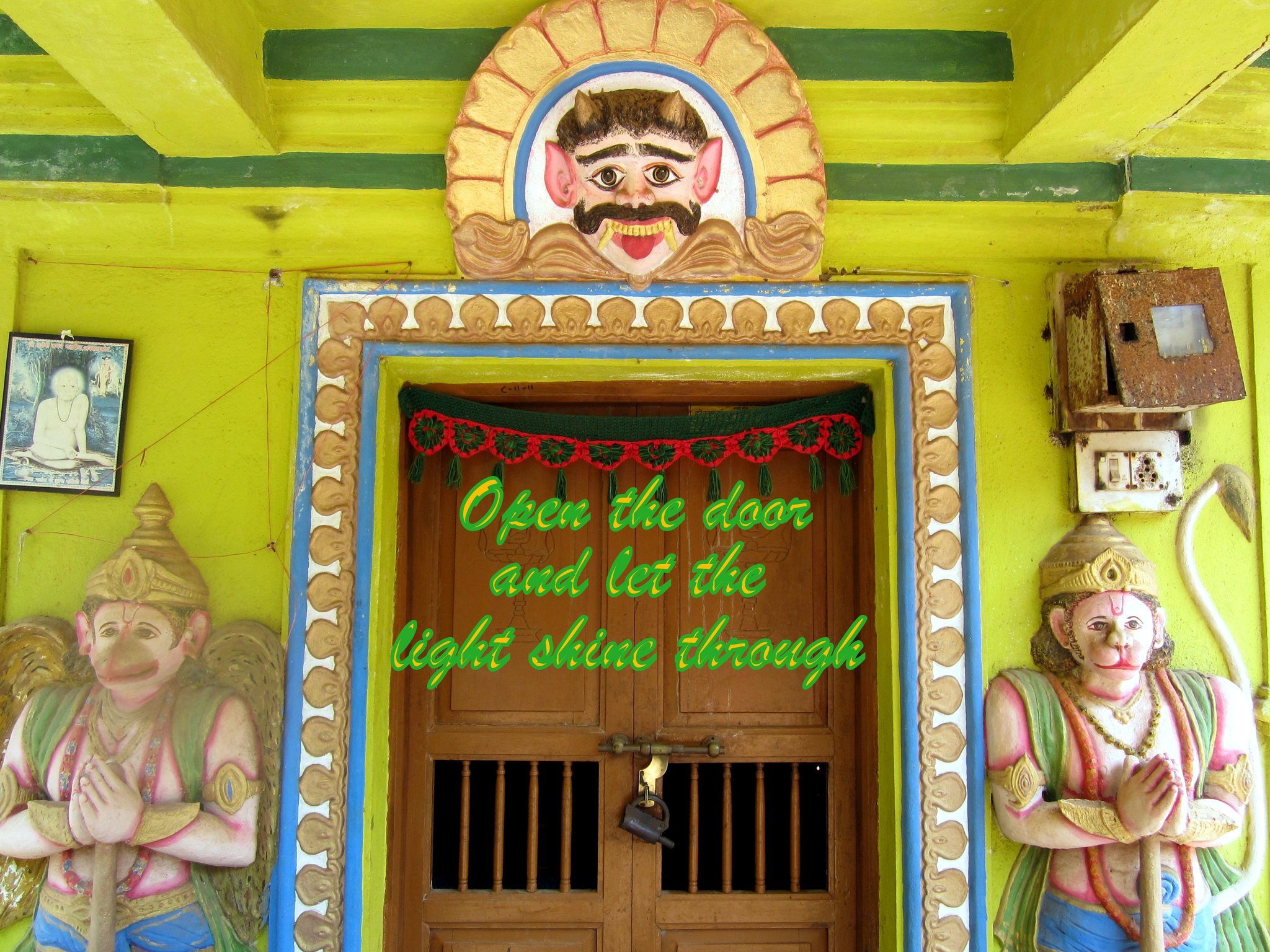 Open the door and let the light shine through - Cosmic Art Card with celestial imagery