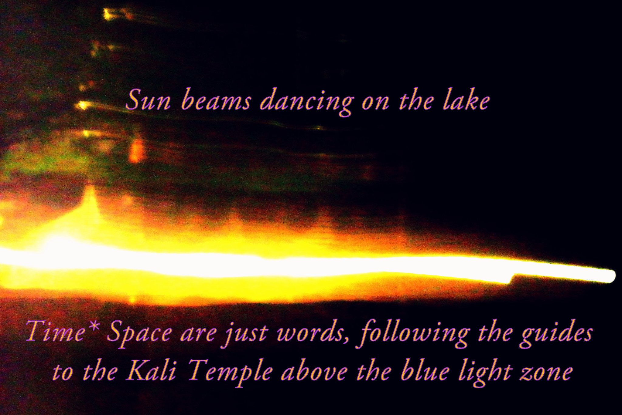 Sun beams dancing on the lake Time Space are just words following the guides to the Kali Temple abov - Art Card featuring ...