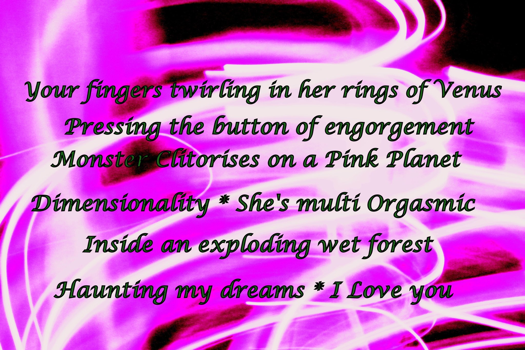 Your fingers twirling in her rings of Venus Pressing the button of engorgement Monster Clitorises on - Art Card